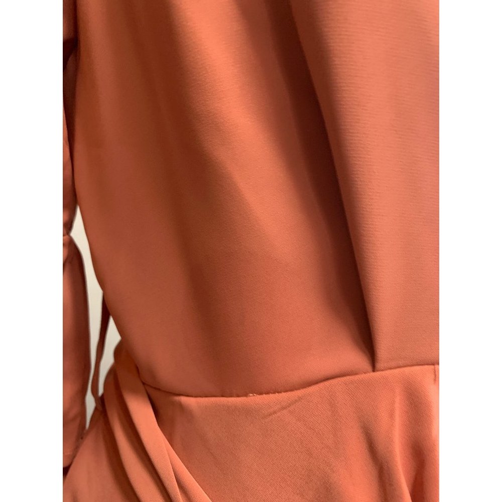 NWT Women's Dress Deep V-Neck Bell Sleeve Waist Wrap Tie Swing Mini Dresses - Picture 8 of 14